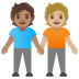 🧑🏽‍🤝‍🧑🏼 people holding hands: medium skin tone, medium-light skin tone display on Google